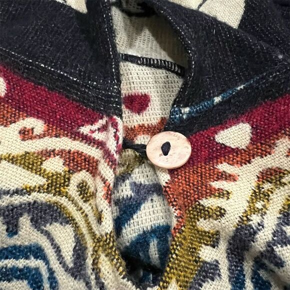 Boho Fringe Hooded Poncho Multicolor Aztec Kids One Size Winter - Picture 6 of 6